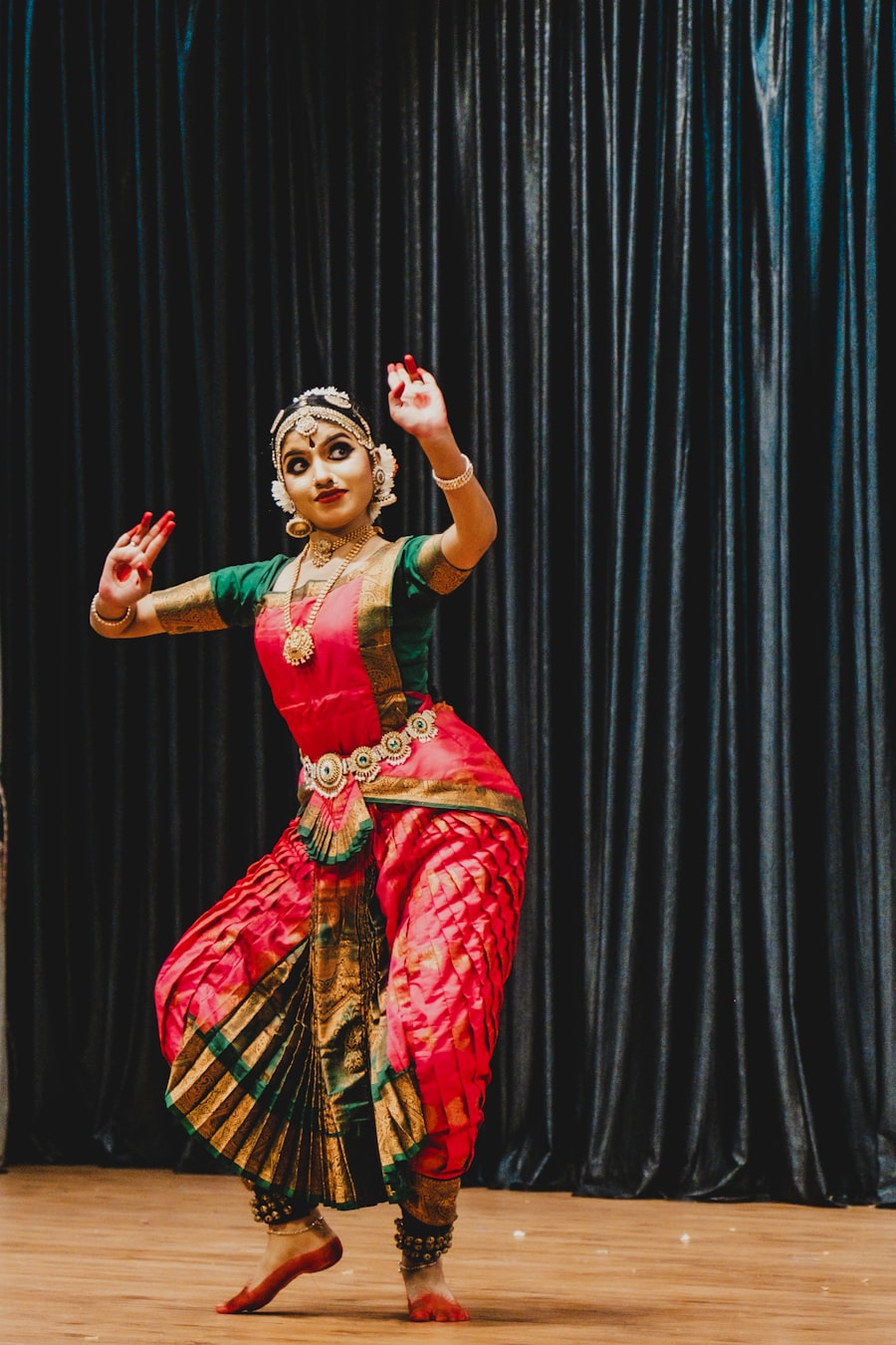 Solo classical Indian dancer performing on stage