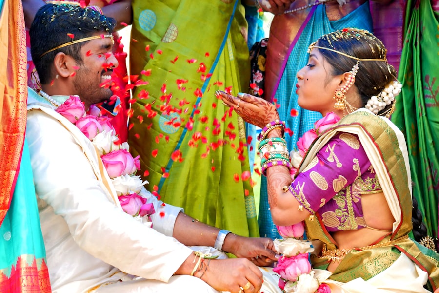 Wedding ceremony rituals led by a pandit