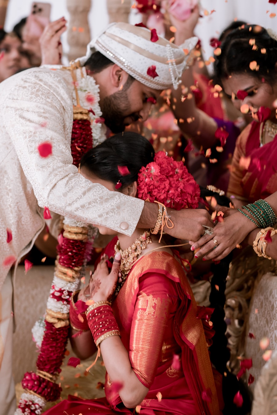 Family gathered for a wedding ritual